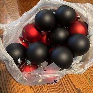Red and Black Holiday Ornaments